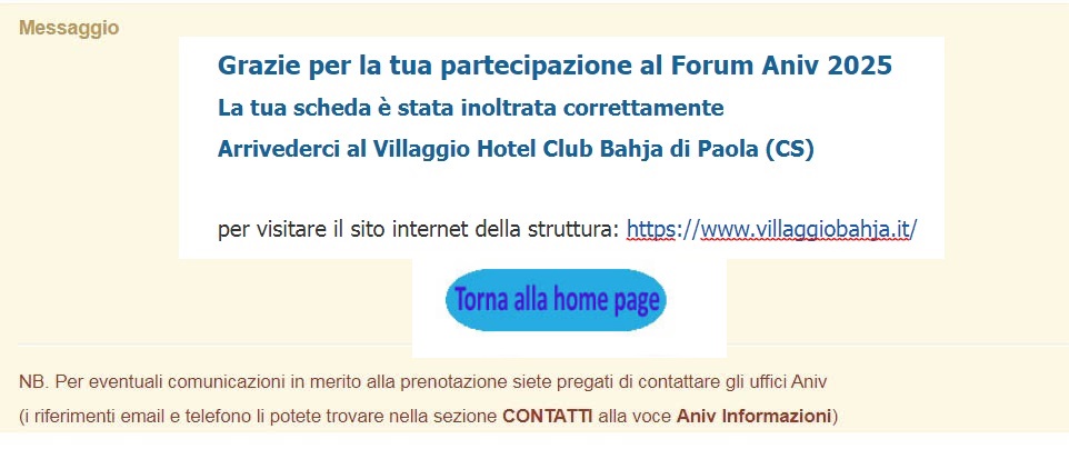 messaggio ok prenotazione