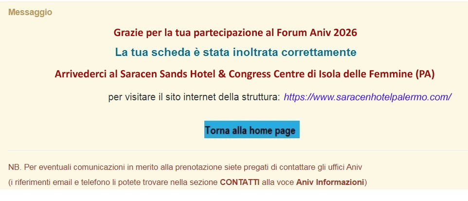 messaggio ok prenotazione