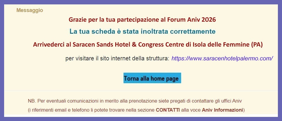 messaggio ok prenotazione